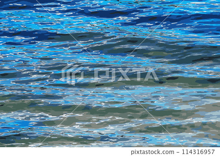 Vector illustration of water ripple texture background. Wavy water surface during sunset, golden light reflected in the water Vector illustration of water ripple texture background. Wavy water surface during sunset, golden light reflected in the water 114316957