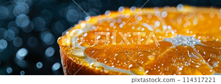 a photo with a macro shot of a fresh orange slice a photo with a macro shot of a fresh orange slice 114317221