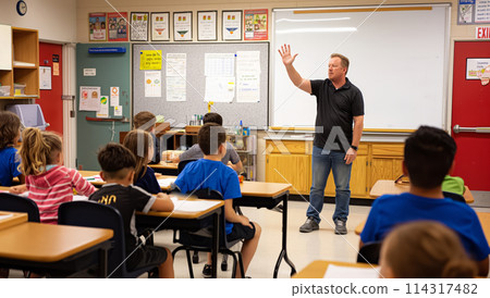 Teacher Standing In Classroom - Stock Illustration [114317482] - PIXTA