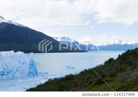 Argentino lake landscape, Perito Moreno glacier area, Patagonia 114317489