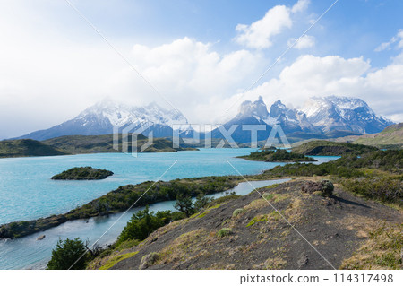 Chilean Patagonia landscape, Torres del Paine National Park 114317498