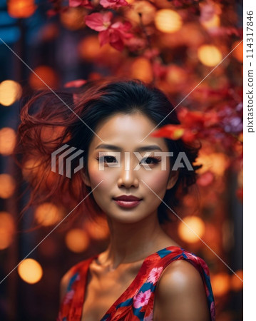 Japanese beautiful woman portrait with smooth health skin face for advertising design. Fit asian beautiful aging young looking woman. Japanese beautiful woman portrait with smooth health skin face for advertising design. Fit asian beautiful aging young looking woman. 114317846