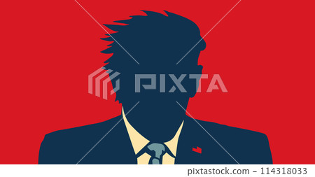 US American presidential candidate, portrait. Poster of American presidential candidate for presidential election in USA, vote. Republican candidate, USA political. Vector Illustration US American presidential candidate, portrait. Poster of American presidential candidate for presidential election in USA, vote. Republican candidate, USA political. Vector Illustration 114318033