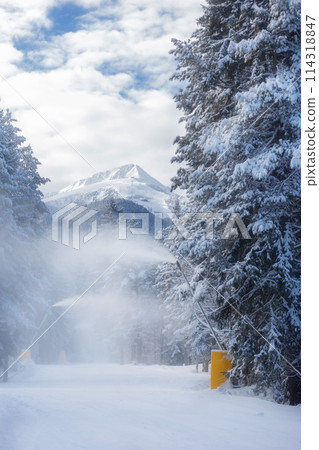 Bansko ski slope and snow peaks, Bulgaria Bansko ski slope and snow peaks, Bulgaria 114318847