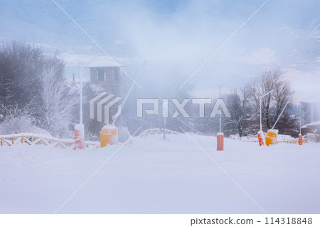 Bansko, Bulgaria Winter panorama, snow mountains 114318848