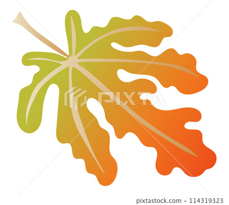 Abstract autumn maple leaf with veins in flat design. Fall orange foliage. Vector illustration isolated. 114319323