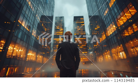 Man in Suit Gazing at the Sky 114319485