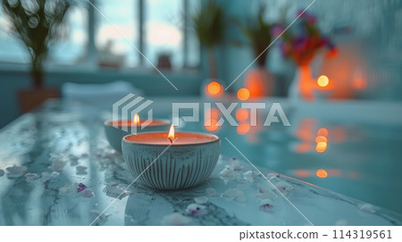 Two Candles on Table Two Candles on Table 114319561