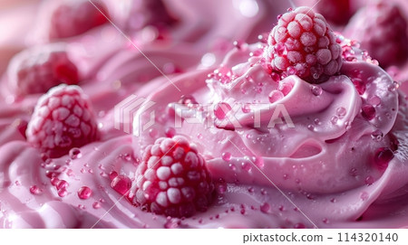 Creamy Ice Cream Sorbet Texture. Sweet Gelato Dessert Presentation Background. 114320140
