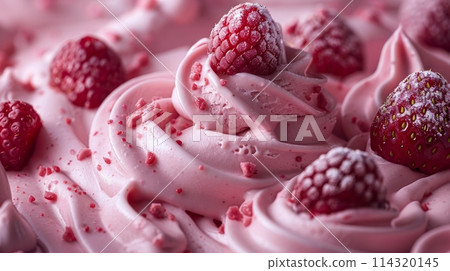 Creamy Ice Cream Sorbet Texture. Sweet Gelato Dessert Presentation Background. 114320145