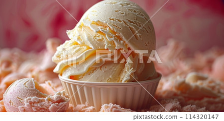 Creamy Ice Cream Sorbet Texture. Sweet Gelato Dessert Presentation Background. 114320147
