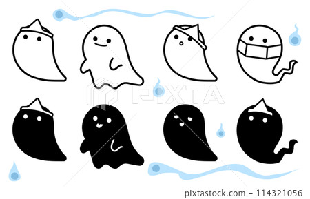 Obon, courage test, ghost, vector illustration set 114321056