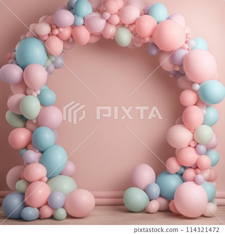Pastel colored balloon arch Pastel colored balloon arch 114321472