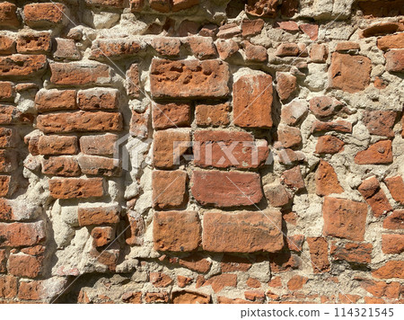 Old red brick wall texture 114321545