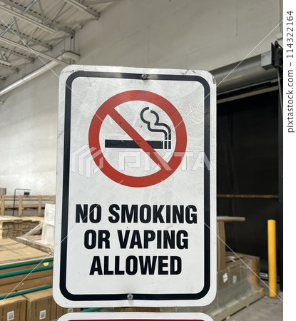 No smoking sign, no cigarettes or e-cigarettes 114322164