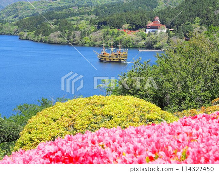 神奈川縣,恩賜箱根公園初夏風景(杜鵑花和海盜船),五月 神奈川縣,恩賜箱根公園初夏風景(杜鵑花和海盜船),五月 114322450