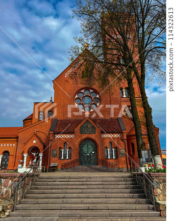 St Simon and Helena Catholic Church in Minsk. Also known as Red Church. High quality photo 114322613