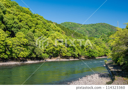 新綠山峽宇治川 京都府宇治市 新綠山峽宇治川 京都府宇治市 114323360
