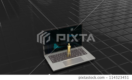 The Man on notebook for Business concept 3d rendering. The Man on notebook for Business concept 3d rendering. 114323451