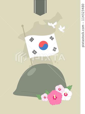 Korean Anniversary Illustration with Rose of Sharon. 114323480