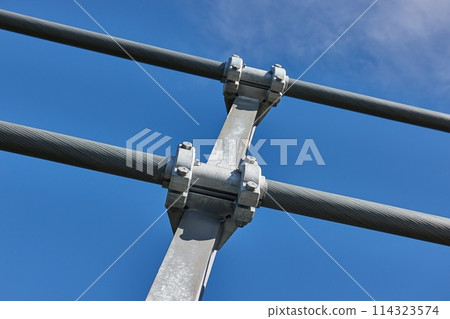 Engineering steel joint detail Skybridge 721 suspension footbridge 114323574