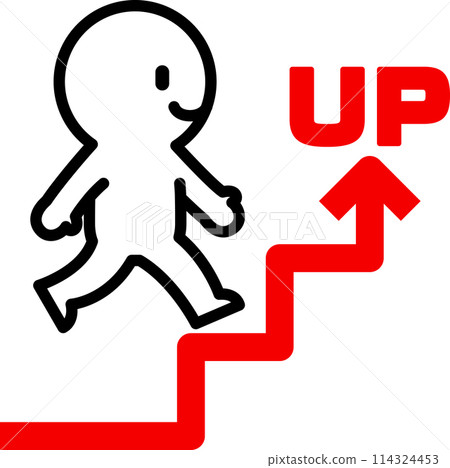一個人沿著階梯狀的箭頭爬上去 114324453