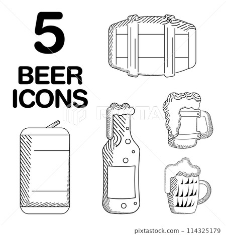 Vintage beers sketches Icon set Vector 114325179