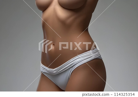 女性腹部、腰部、臀部 114325354