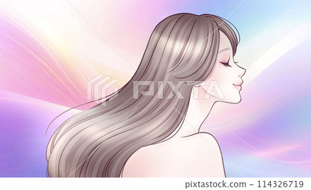 美麗的頭髮/飄逸的頭髮/角質層/側面女性/女孩插畫素材 美麗的頭髮/飄逸的頭髮/角質層/側面女性/女孩插畫素材 114326719
