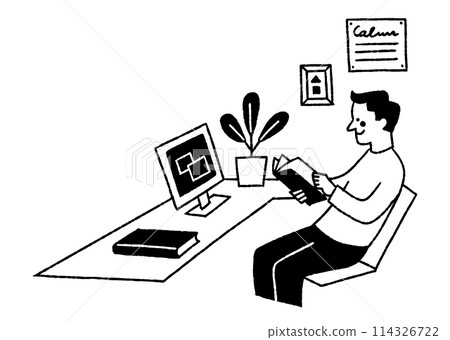 A man checking work documents at home_2 A man checking work documents at home_2 114326722