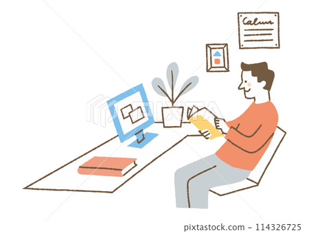 Man checking work documents at home_Color 114326725