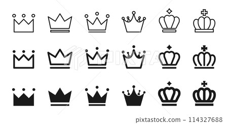 排名皇冠、排名圖示集、勝利、冠軍變異插畫、向量素材 114327688