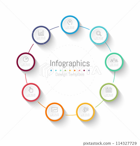Infographic 9 options design elements for your business data. Vector Illustration. 114327729