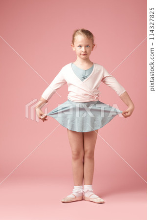 Girl, ballerina and portrait of child in studio for ballet, costume and pointe shoes on pink background. Mockup space, performance and kid for dance practice, creative arts or childhood development Girl, ballerina and portrait of child in studio for ballet, costume and pointe shoes on pink background. Mockup space, performance and kid for dance practice, creative arts or childhood development 114327825
