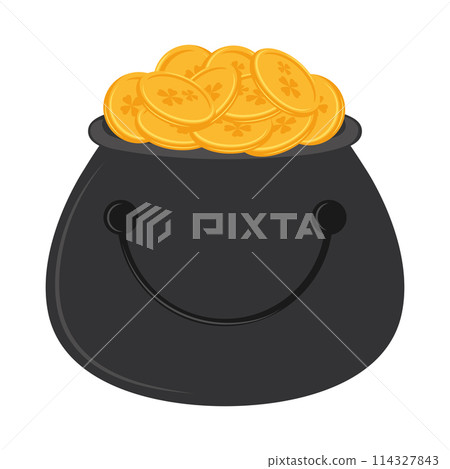 Pot with coins St Patrick day icon Vector 114327843