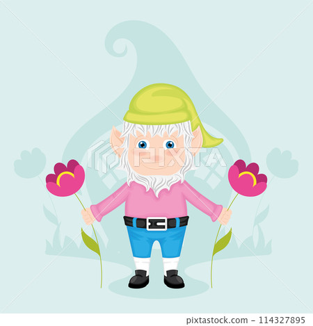 Cute garden gnome character cartoon Vector 114327895
