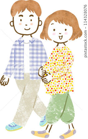 Full-body hand-drawn illustration of a pregnant couple Full-body hand-drawn illustration of a pregnant couple 114328076