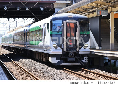 A limited express train passing through Shin-Shiraoka Station on the JR Utsunomiya Line A limited express train passing through Shin-Shiraoka Station on the JR Utsunomiya Line 114328182