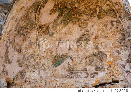 Mosaics of basilica in ancient city Anemurium Mosaics of basilica in ancient city Anemurium 114328928