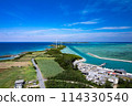 [Okinawa, Miyakojima] Ikema Island and Ikema Bridge seen from Higashi-Hennazaki photographed from the sky with a drone ① 114330540
