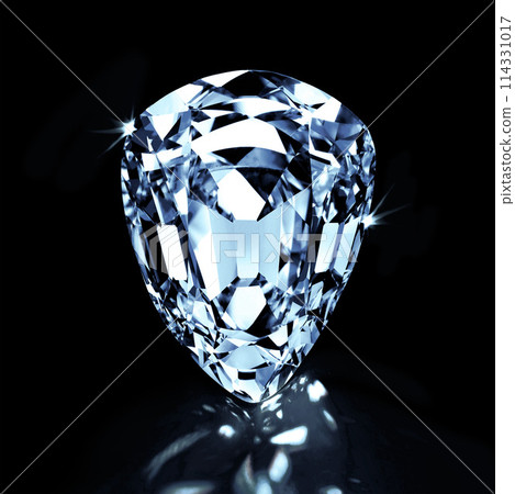 White diamond, stone and studio by black background for natural resource, jewelry and sparkle for luxury. Rocks, gemstone or purple crystal in closeup for shine, glow or brilliant with cut for wealth 114331017