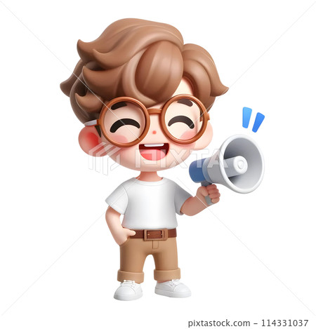 3D boy with megaphone 114331037