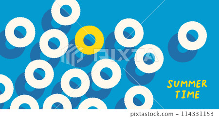 Summer sale template with text Summer time. Banner, poster with swimming ring top view. Advertising, sale banner Summer sale template with text Summer time. Banner, poster with swimming ring top view. Advertising, sale banner 114331153