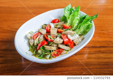 sausage salad, spicy salad or Thai spicy salad or Thai sausage salad sausage salad, spicy salad or Thai spicy salad or Thai sausage salad 114332793
