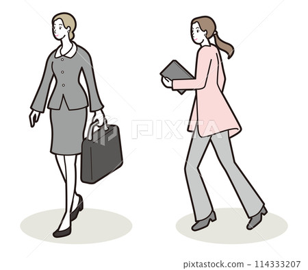 一個努力工作的女商人的插圖 一個努力工作的女商人的插圖 114333207