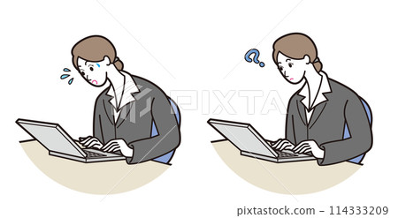 Illustration of a businesswoman making online investments Illustration of a businesswoman making online investments 114333209