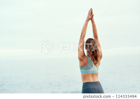 Woman, stretching or yoga for meditation, pilates or wellness for zen or relax for exercise or workout. Yogi, fitness or balance chakra for peace environment, calm mindfulness or breathing and health Woman, stretching or yoga for meditation, pilates or wellness for zen or relax for exercise or workout. Yogi, fitness or balance chakra for peace environment, calm mindfulness or breathing and health 114333494