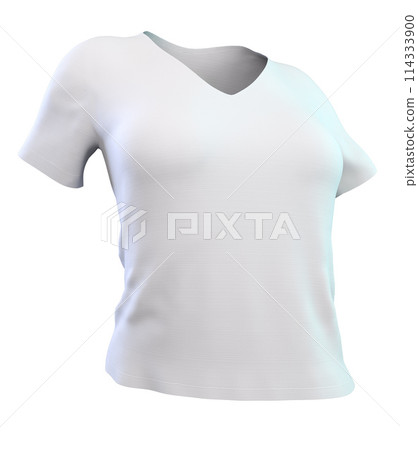 3D Rendered Female white v neck shirt 3D Rendered Female white v neck shirt 114333900
