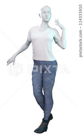 3D Rendered Female mannequin in white shirt 114333910
