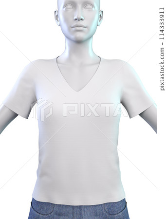 3D Rendered Female mannequin in white shirt 114333911
